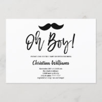 Mustache negro mínimo Oh Boy Baby Shower