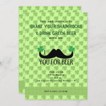 Mustache usted cerveza San Patrick Day Clovers Inv