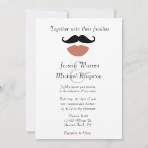 Invitación Mustaches Red Lips Boda