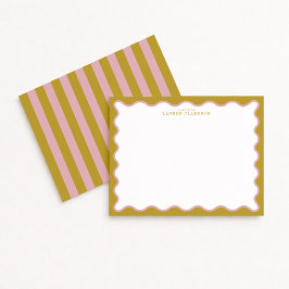 Invitación Mustard & Blush Pink Wavy Border Note Card