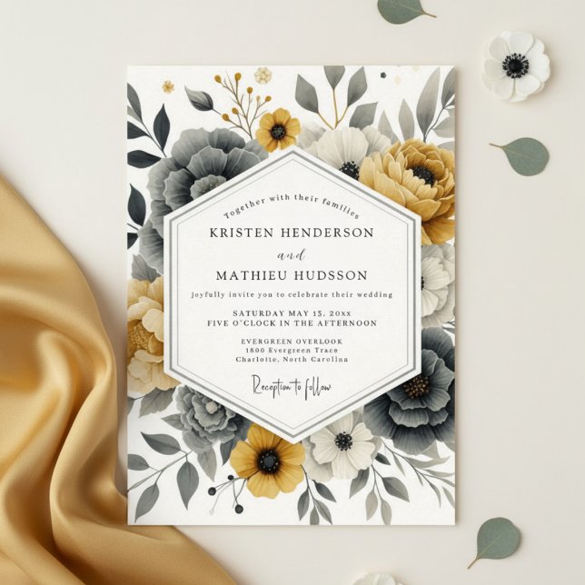 Invitación Mustard Yellow Botanical Romance Wedding (Subido por el creador)