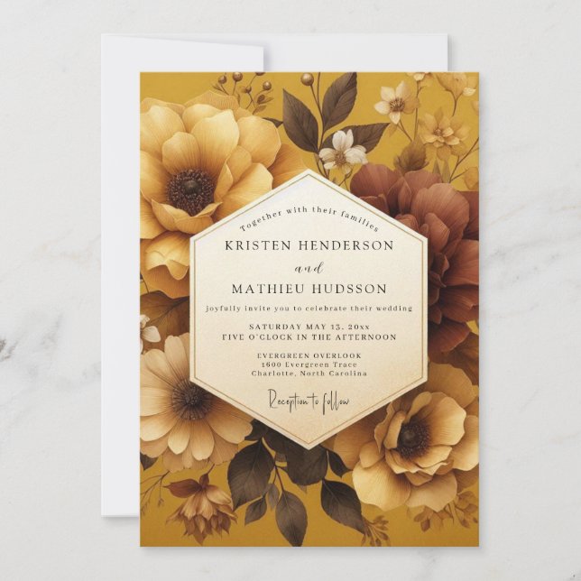 Invitación Mustard Yellow Rich Autumnal Wedding (Anverso)