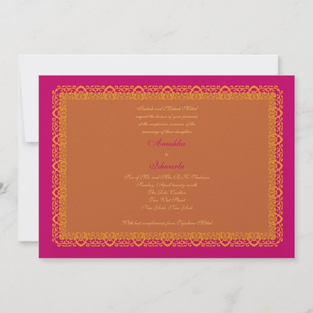Invitación musulmán hindú india Mehndi de la boda (Anverso)