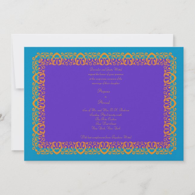 Invitación musulmán hindú india Mehndi de Weddubg (Anverso)
