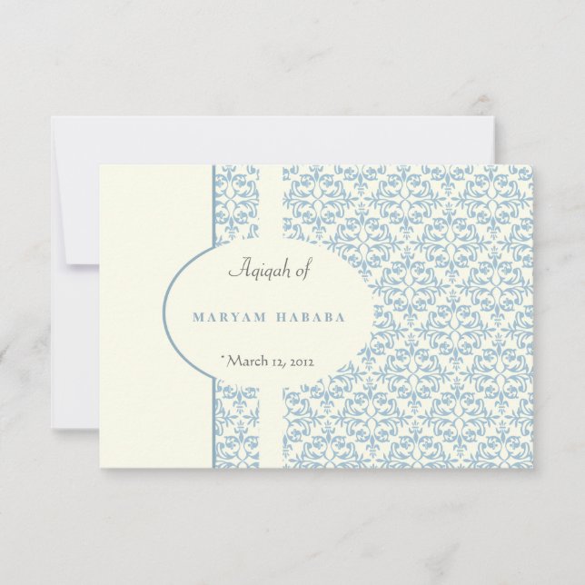 Invitación Musulmanes islámicos del bebé de Aqeeqa Aqiqah del (Anverso)