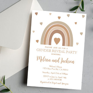 Invitación Muted Rainbow Gender Reveal Invitation