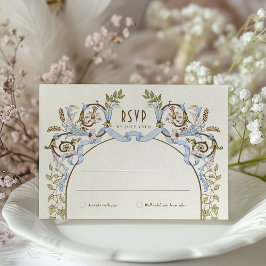 Invitación Muted Royal Victorian Wedding RSVP Vintage Florals
