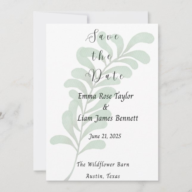 Invitación Muted Vines Save the Date Card (Anverso)