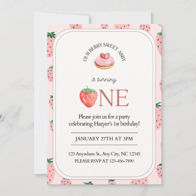 Invitación Muy emocionado de cumplir 1 año (Anverso)