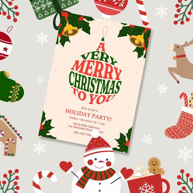 Invitación Muy Feliz Fiesta de Ornamentos de Navidad (Subido por el creador)