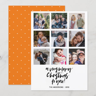 Invitación Muy Feliz Navidad   Naranja   Collage de 9 fotos