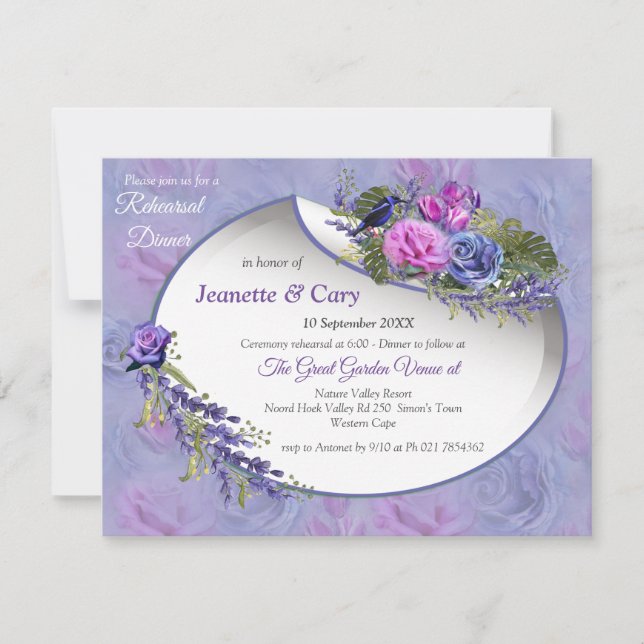Invitación Muy peri acuarela, Rosas, tulipanes (Anverso)