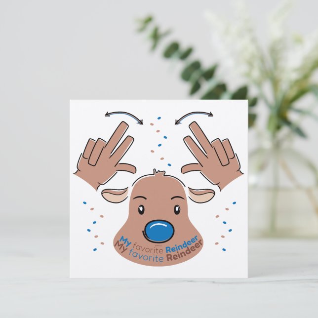 Invitación My favorite Reindeer in Sign Language (Anverso de pie)