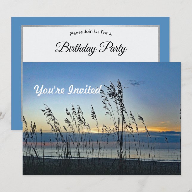 Invitación Myrtle Beach Grass Sunrise Foto Cumpleaños (Anverso / Reverso)