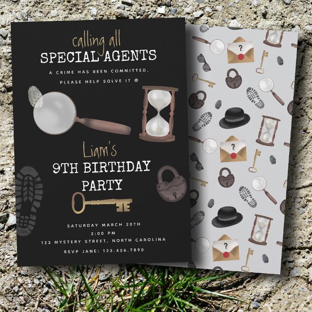 Invitación Mystery Kids Secret Agent Spy Detective Cumpleaños (Mystery Kids Secret Agent Spy Detective Birthday Invitation)