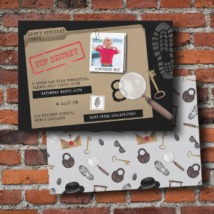 Invitación Mystery Kids Secret Agent Spy Detective Cumpleaños