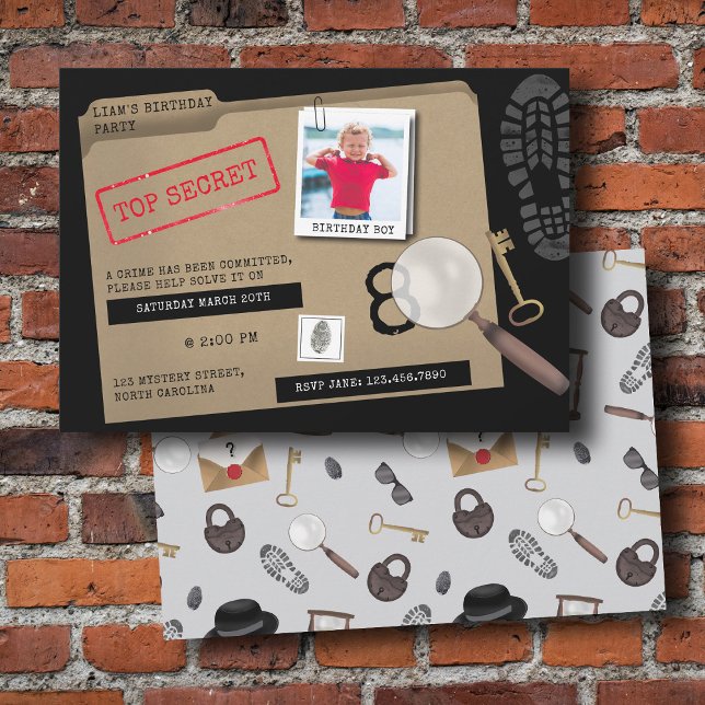 Invitación Mystery Kids Secret Agent Spy Detective Cumpleaños (Mystery Kids Secret Agent Spy Detective Birthday Invitation)