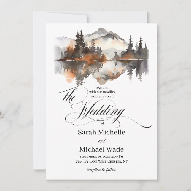 Invitación Mystic Autumn Calligraphy Wedding Invitation (Anverso)