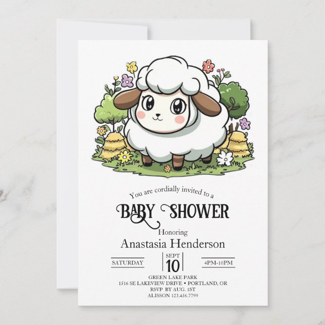 Invitación Mystic Charming Sheep Baby Shower (Anverso)