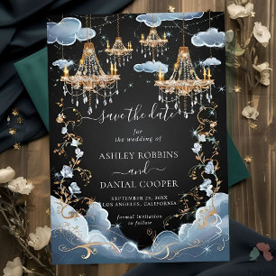 Invitación Mystic Clouds Opulent Chandelier Save The Date