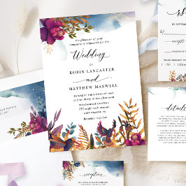 Invitación Mystic Garden Purples and Blues Jewel Tone Boda