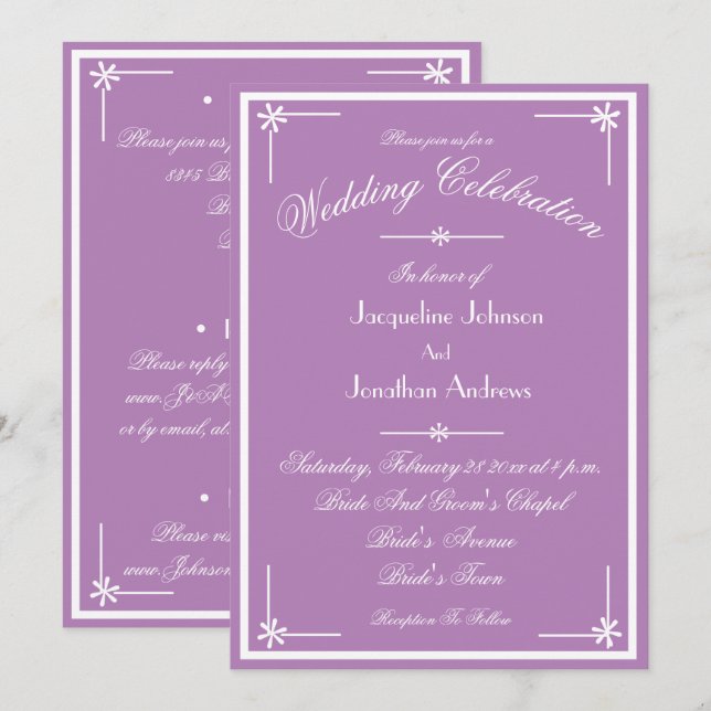 Invitación Mystic Mauve All In One RSVP Email Website Wedding (Anverso / Reverso)
