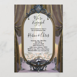 Invitación Mystic Night Gold Drapes Engagement Party