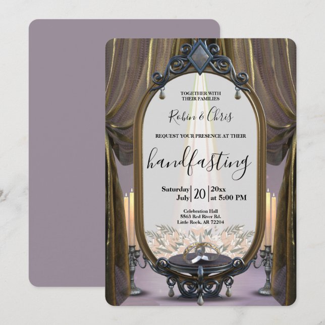 Invitación Mystic Night Gold Draps Handfasting (Anverso / Reverso)