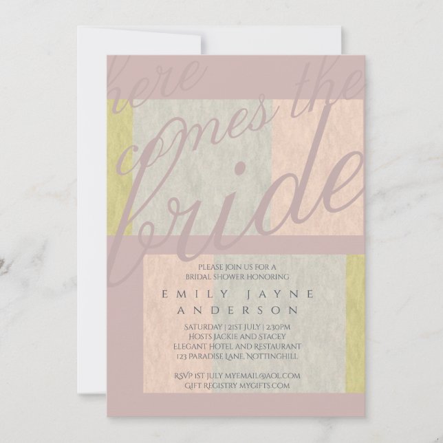 Invitación Mystic Storm Typography Bridal Shower Blue Pink (Anverso)