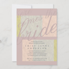 Invitación Mystic Storm Typography Bridal Shower Blue Pink