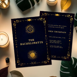 Invitación Mystic Tarot Fortune Navy la Fiesta de Bachelorett
