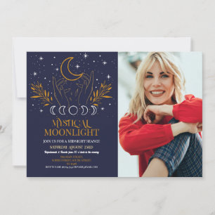 Invitación Mystical Birthday Navy Photo Moon Seance Spirits