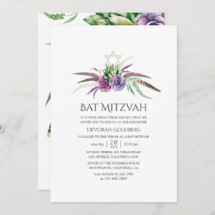 Invitación Mystical Boho Succulent Bat Mitzvah