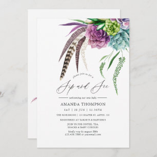 Invitación Mystical Boho Watercolor Sip y See