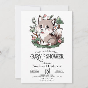 Invitación Mystical Bonito Wolf Baby Shower