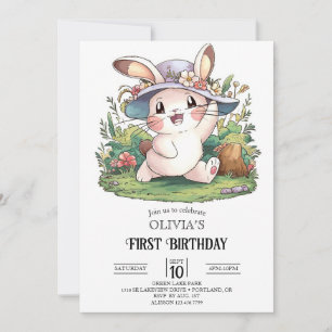 Invitación Mystical Bunny 1er cumpleaños digital