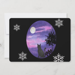 Invitación Mystical Cat Under Moon – Dreamy Purple Night Wate