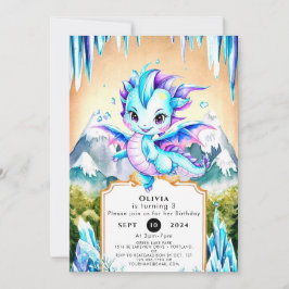 Invitación Mystical Cute Ice Dragon Birday
