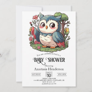 Invitación Mystical Cute Owl Baby Shower