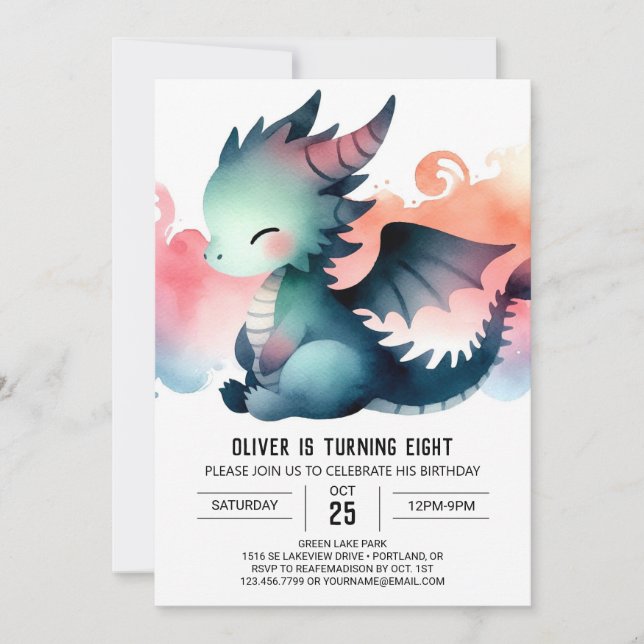 Invitación Mystical Dragon Birthday Digital (Anverso)