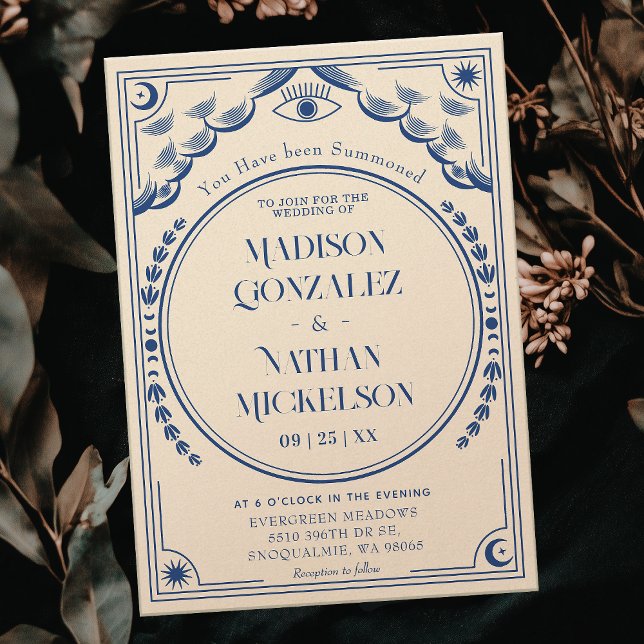 Invitación Mystical Elegant Blue Tarot Boda gótico (Subido por el creador)
