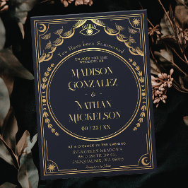 Invitación Mystical Elegant Gold Navy Tarot Boda Gótico