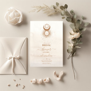 Invitación Mystical Gold Celestial Stars Bridal Shower