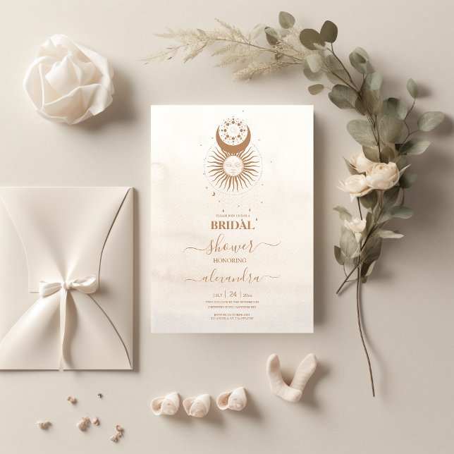 Invitación Mystical Gold Celestial Stars Bridal Shower (Subido por el creador)