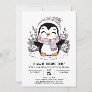 Invitación Mystical Little Pingüino Cumpleaños Digital