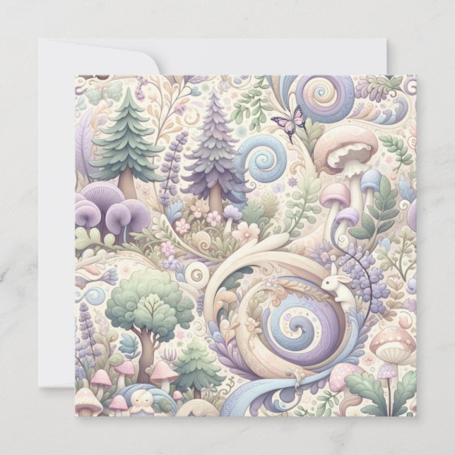 Invitación Mystical Pastel Woodland: Un remolino de Cottageco (Anverso)