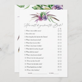 Invitación Mystical Succulens Bridal Shower Game