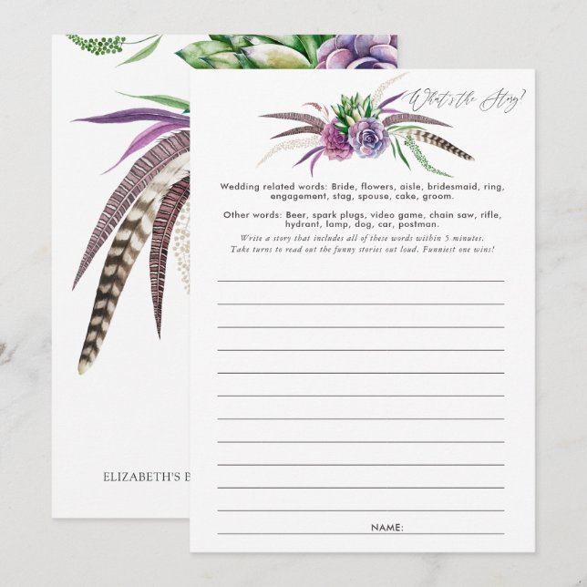 Invitación Mystical Succulens Bridal Shower Game (Anverso / Reverso)