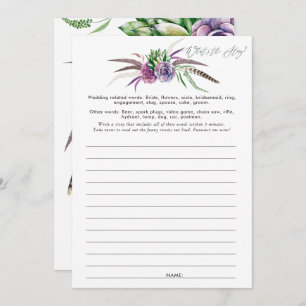 Invitación Mystical Succulens Bridal Shower Game