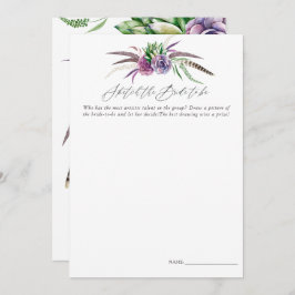 Invitación Mystical Succulens Bridal Shower Sketch Game